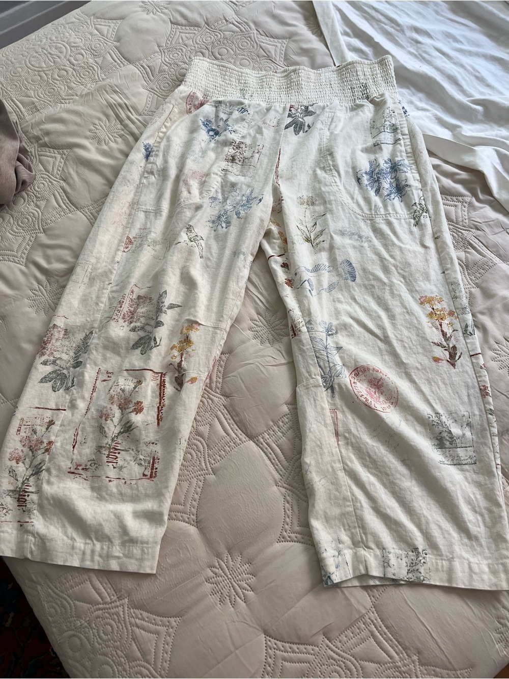 Pilcro / Anthropologie Women’s pull on linen trousers stretch waist XL new